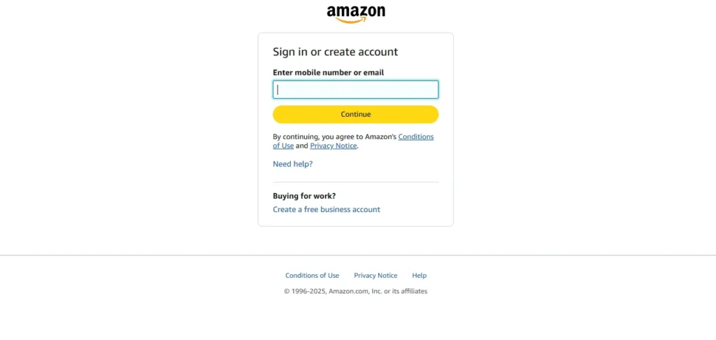 Amazon Kids+ sign in form