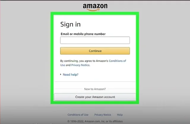 sign in your amazon account