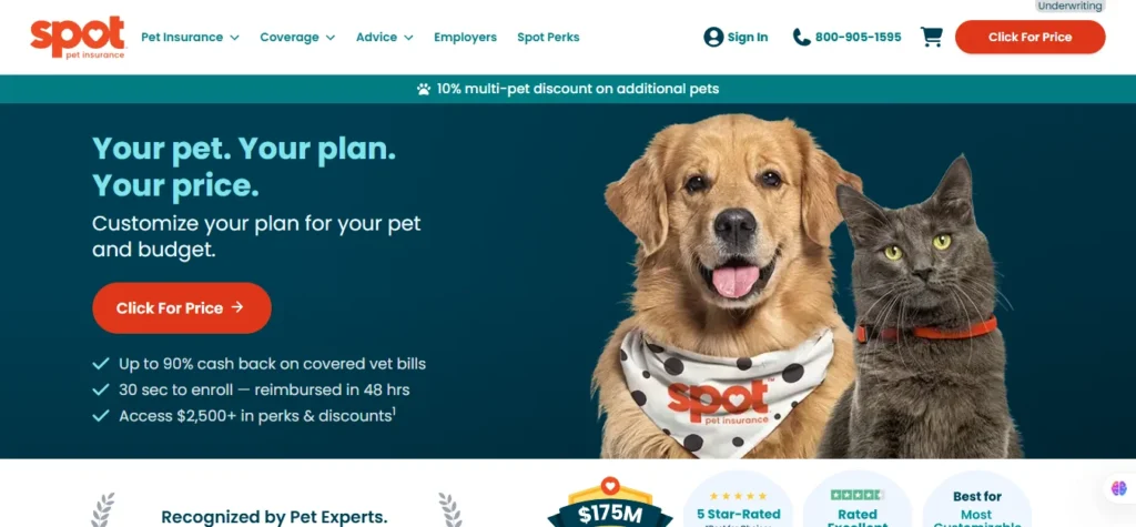 spot pet insurance login page