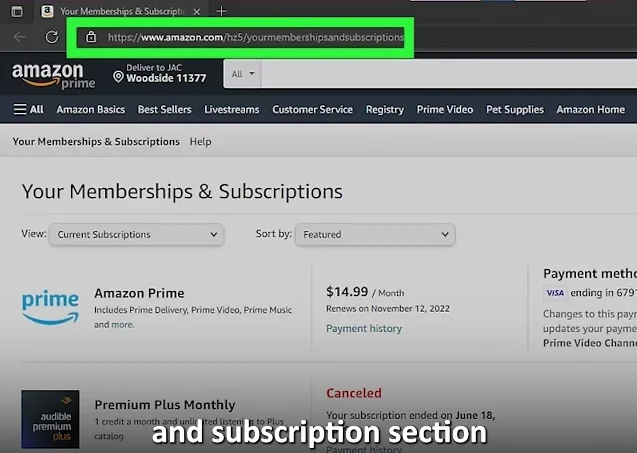 subscriptions section on amazon