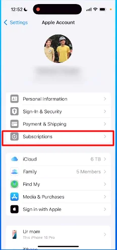 subscriptions button