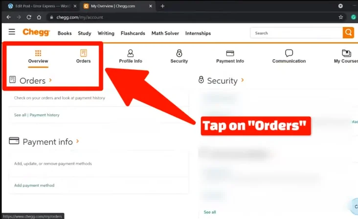 orders on chegg