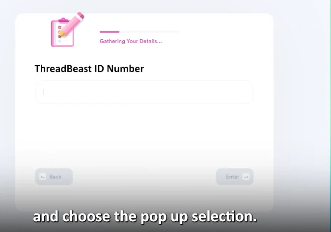 enter the threadbeast id number