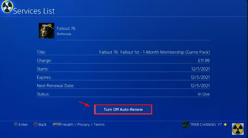 Fallout 1st turn off renewal