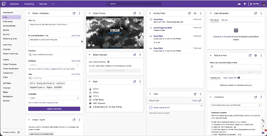 twitch interface
