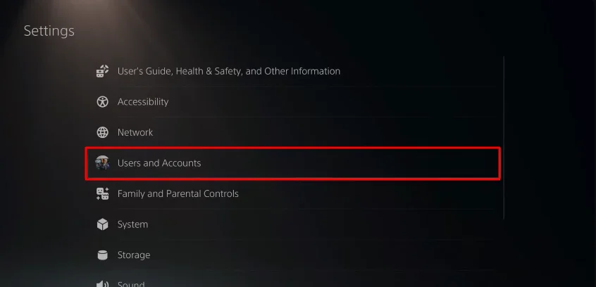 users and accounts ps5