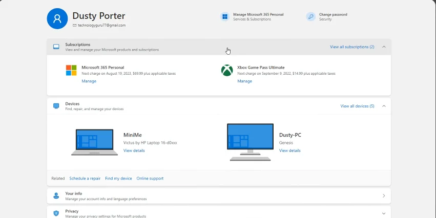 view all subscription on microsoft account