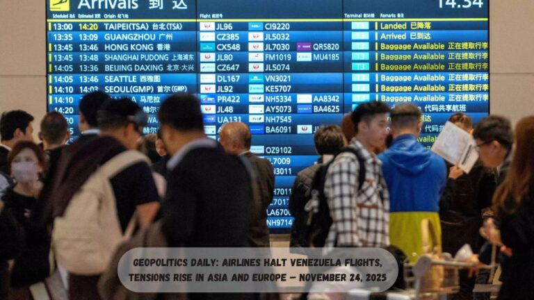 Geopolitics Daily: Airlines Halt Venezuela Flights, Tensions Rise in Asia and Europe – November 24, 2025