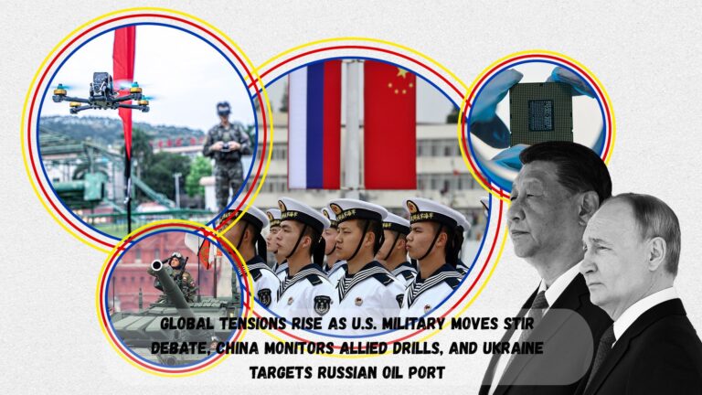 Global Tensions Rise as U.S. Military Moves Stir Debate, China Monitors Allied Drills, and Ukraine Targets Russian Oil Port